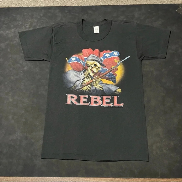 Vintage 3D Emblem Grim Reaper Biker T Shirt - Picture 1 of 10